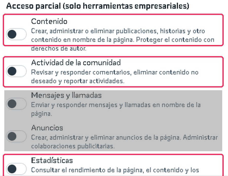 Enciende Contenido, Actividad de la comunidad y Estadísticas. Lo gris se deja apagado